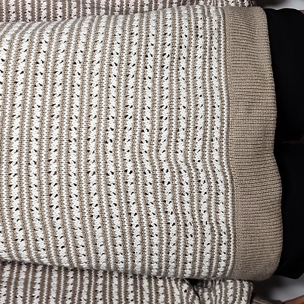 Eva Mendes New York Company Women's Crochet knit Brown And White Sweater Size M - Picture 4 of 8